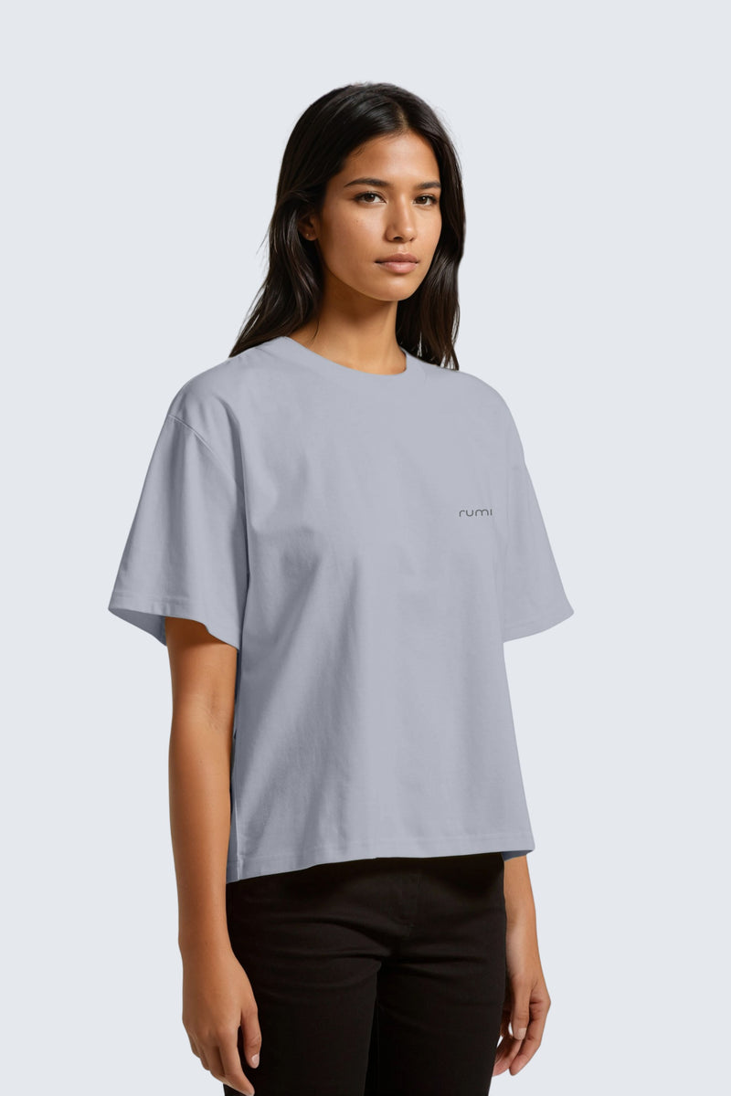 W Moon Tee Short Oversize - Ocean Light