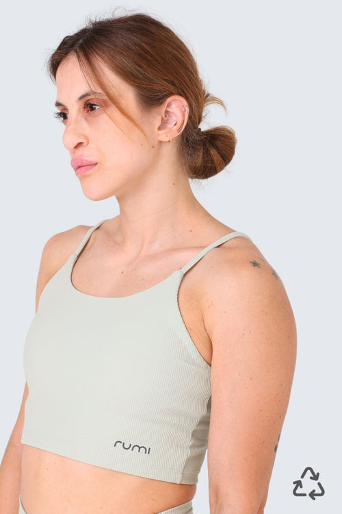 W Sun Rib Crop Top Sports Bra - Peacock Light