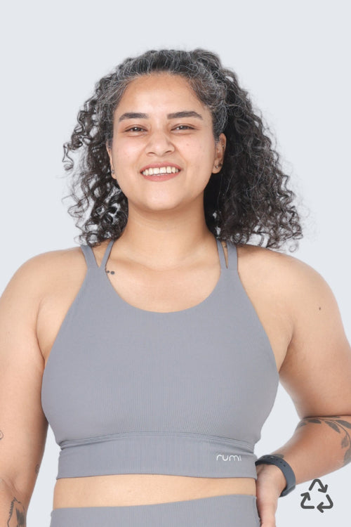 W Sun Rib Crop Top Sports Bra - Stone