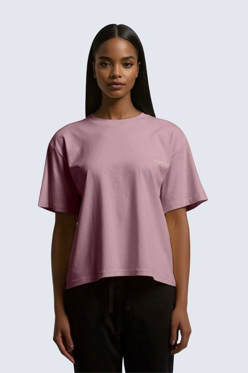 W Moon Tee Short Oversize - Rose Deep